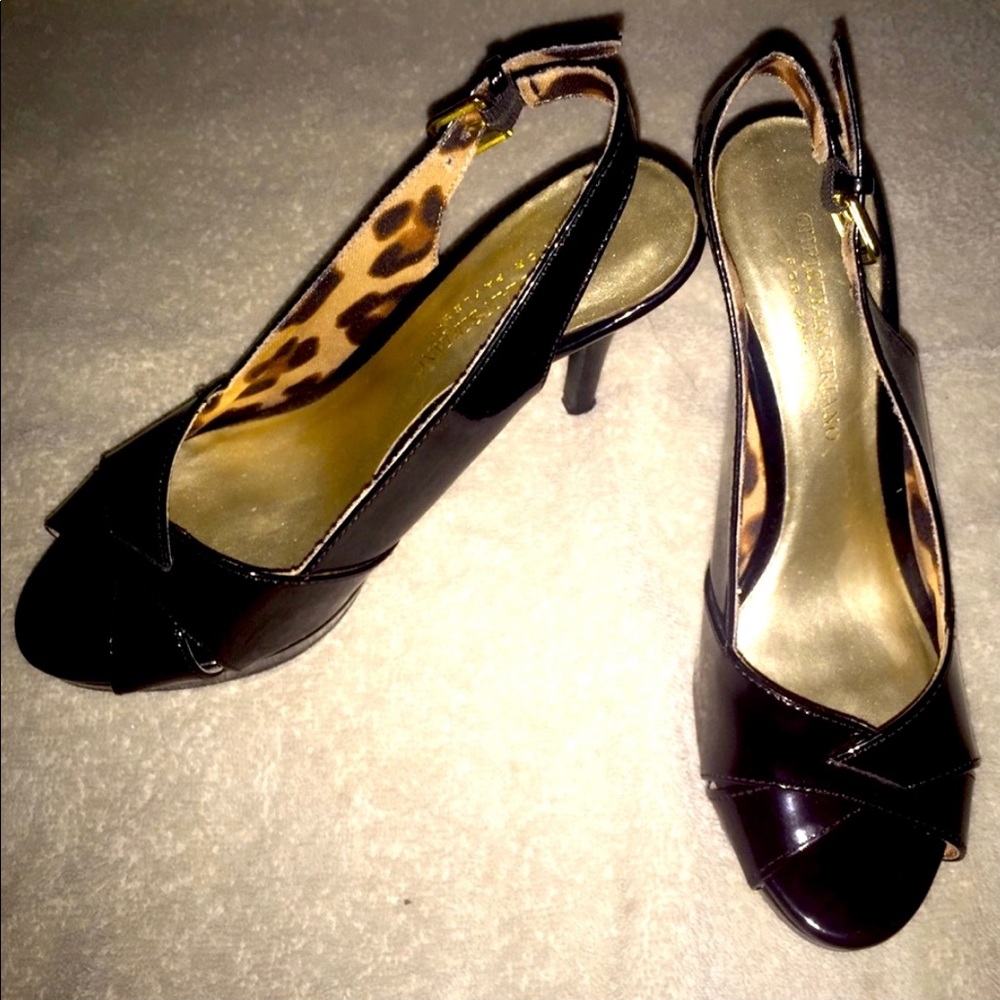 CHRISTIAN SIRIANO Black/Cheetah Heels…SIZE 6.5